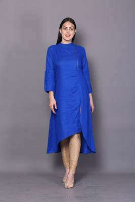 Blue embroidered cotton cotton-kurtis 1