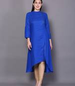 Blue embroidered cotton cotton-kurtis