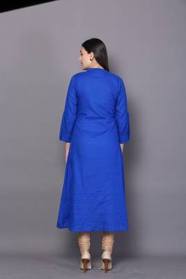 Blue embroidered cotton cotton-kurtis 2