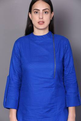 Blue embroidered cotton cotton-kurtis 5