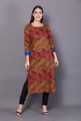 Multicolor embroidered rayon cotton-kurtis 1