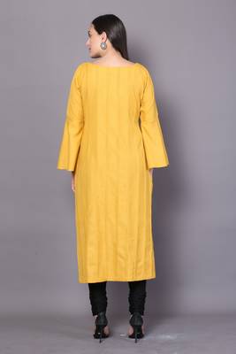 Yellow embroidered rayon cotton-kurtis 2