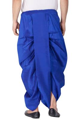 Blue Plain Silk Blend Dhotis 4