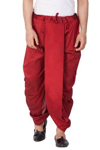 Maroon plain silk blend dhotis