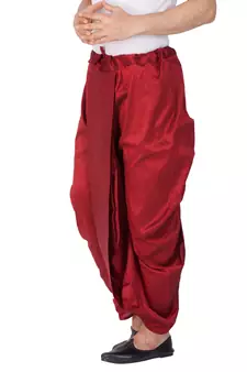 Maroon plain silk blend dhotis