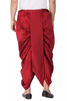 Maroon plain silk blend dhotis