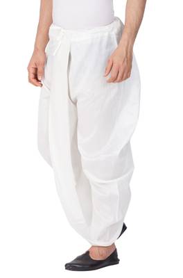 White Plain Silk Blend Dhotis 2