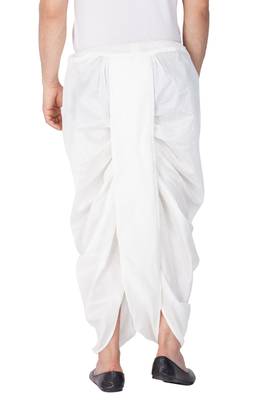 White Plain Silk Blend Dhotis 4