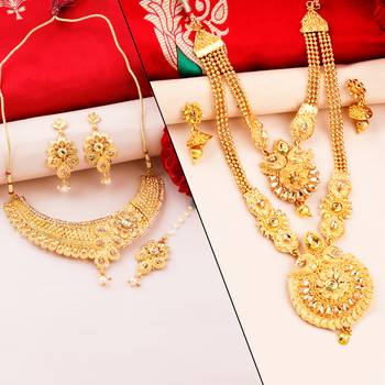 Gold Plated Traditional Designer Necklace Jewellery Set For Women 1