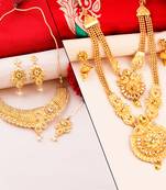 Gold Plated Traditional Designer Necklace Jewellery Set For Women
