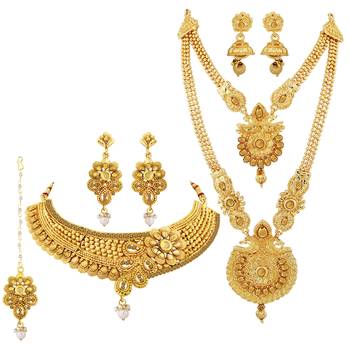 Gold Plated Traditional Designer Necklace Jewellery Set For Women 2