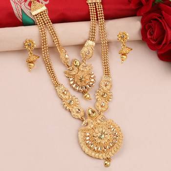 Gold Plated Traditional Designer Necklace Jewellery Set For Women 4