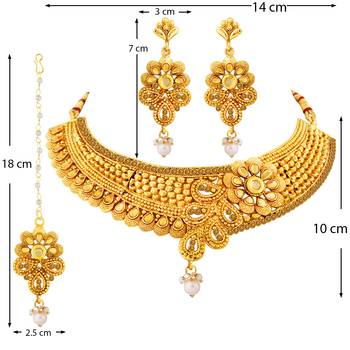 Gold Plated Traditional Designer Necklace Jewellery Set For Women 5
