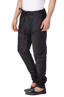 Black Plain Silk Blend Men-Pyjamas 2