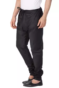Black Plain Silk Blend Men-Pyjamas