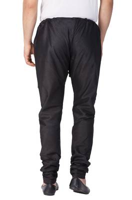 Black Plain Silk Blend Men-Pyjamas 4