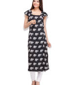 Quirky Elephant Print Long Kurta