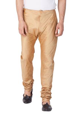 Gold Plain Silk Blend Men-Pyjamas 1