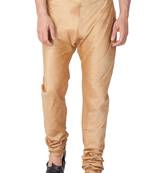 Gold Plain Silk Blend Men-Pyjamas