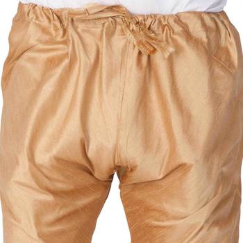 Gold Plain Silk Blend Men-Pyjamas 3