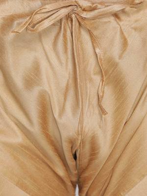 Gold Plain Silk Blend Men-Pyjamas 5