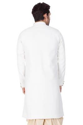 White Plain Silk Blend Sherwani 4