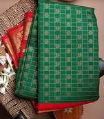Green & Red woven Banarasi silk saree with blouse