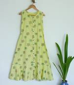 Khadi Maxi Dress with Maple leaf prints