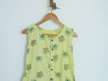 Khadi Maxi Dress with Maple leaf prints 2