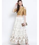 Women White Solid Flared Skirts