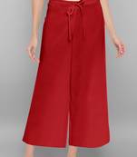 Women's Red Pure Cotton Palazzo Pant