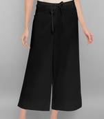 Janasya Women's Black Pure Cotton Palazzo Pant