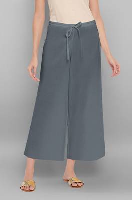 Women's Grey Pure Cotton Palazzo Pant 1