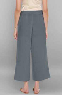 Women's Grey Pure Cotton Palazzo Pant 3