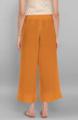 Women's Orange Pure Cotton Palazzo Pant 3