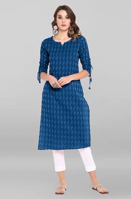 Women's Navy Blue Poly Crepe Kurta 1