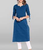 Women's Navy Blue Poly Crepe Kurta