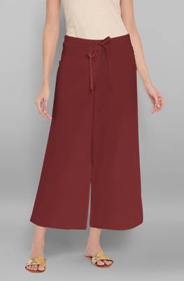 Women's Maroon Pure Cotton Palazzo Pant 1