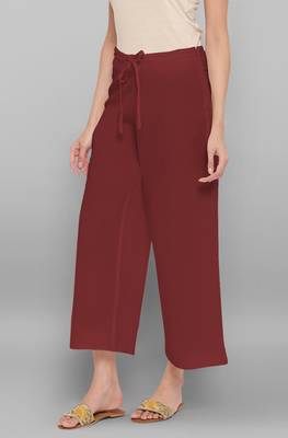 Women's Maroon Pure Cotton Palazzo Pant 2