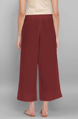 Women's Maroon Pure Cotton Palazzo Pant 3