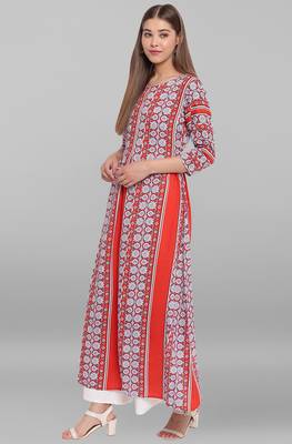 Janasya Women's Brown Poly Crepe Kurta 2