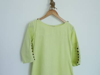 Lemon Green A Line Premium Khadi Kurta 2