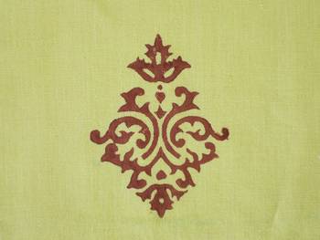 Lemon Green Khadi A-line with Cutout neck and thread work Kurti with Block prints 4