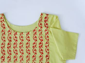 Lemon Yellow Round Neck with Sleeves Till Elbows Premium Khadi Kurta 3