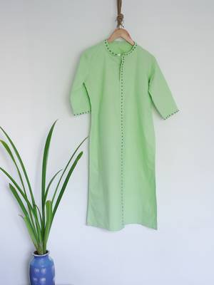 Parrot Green Ladies Pathani Kurta 2