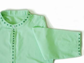 Parrot Green Ladies Pathani Kurta 4