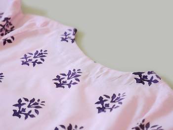 Purple Kurti With Hand Block Print Design and Sleeves Dori 3