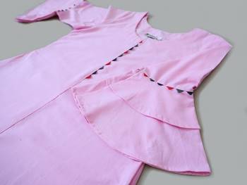 Solid Salmon Pink Premium Khadi Kurta with Bell Sleeves 3