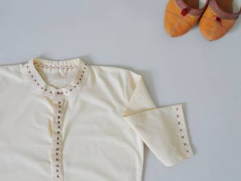 Stylish Cream Pathani Kurta 2
