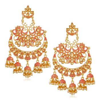 Pink pearl chandbali 1